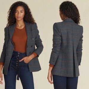 Veronica Beard Yareli Grey Dickey Plaid Blazer Jacket Coat - Size 14